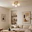 3-lichts plafondlamp Orlando - beige met melkwit glas