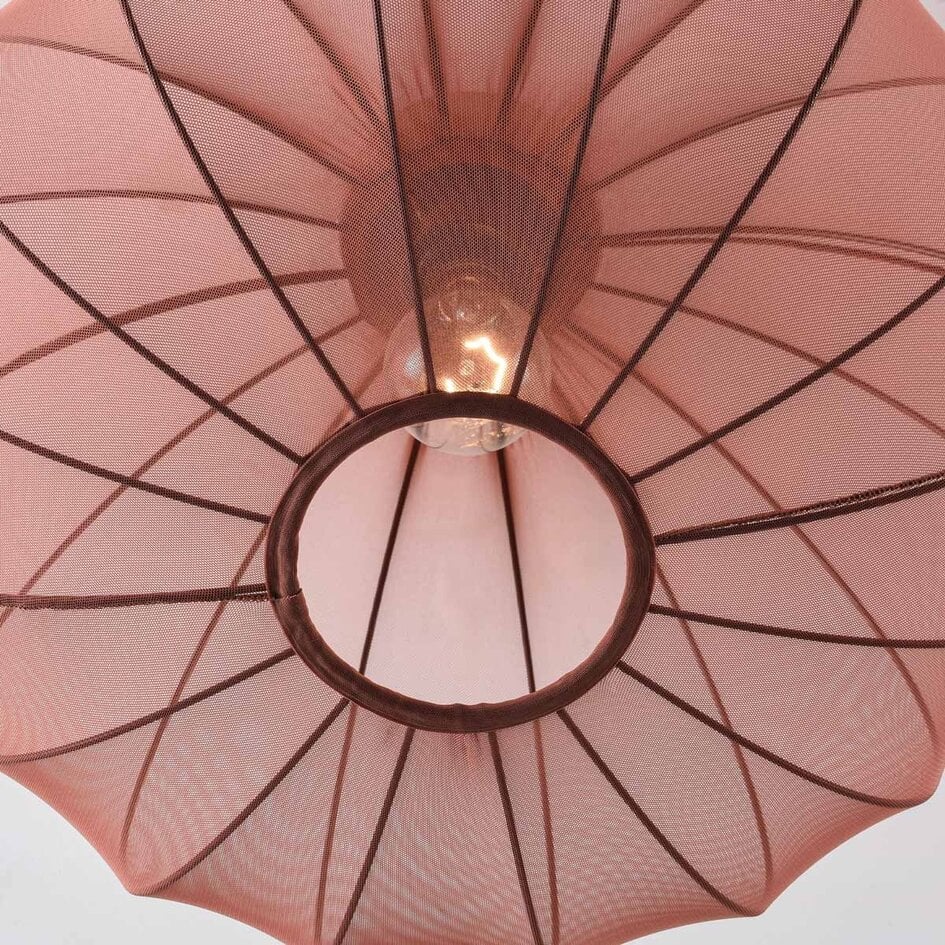 Plafondlamp Ecruva met terra roze stoffen kap