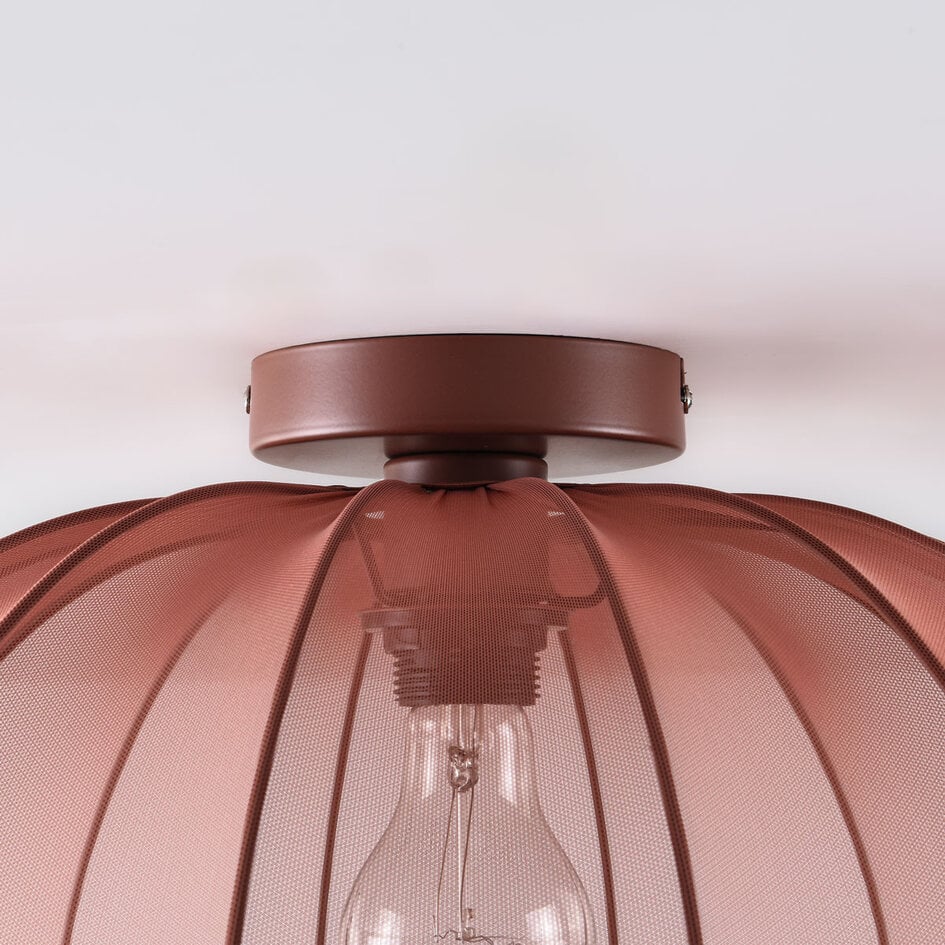 Plafondlamp Ecruva met terra roze stoffen kap