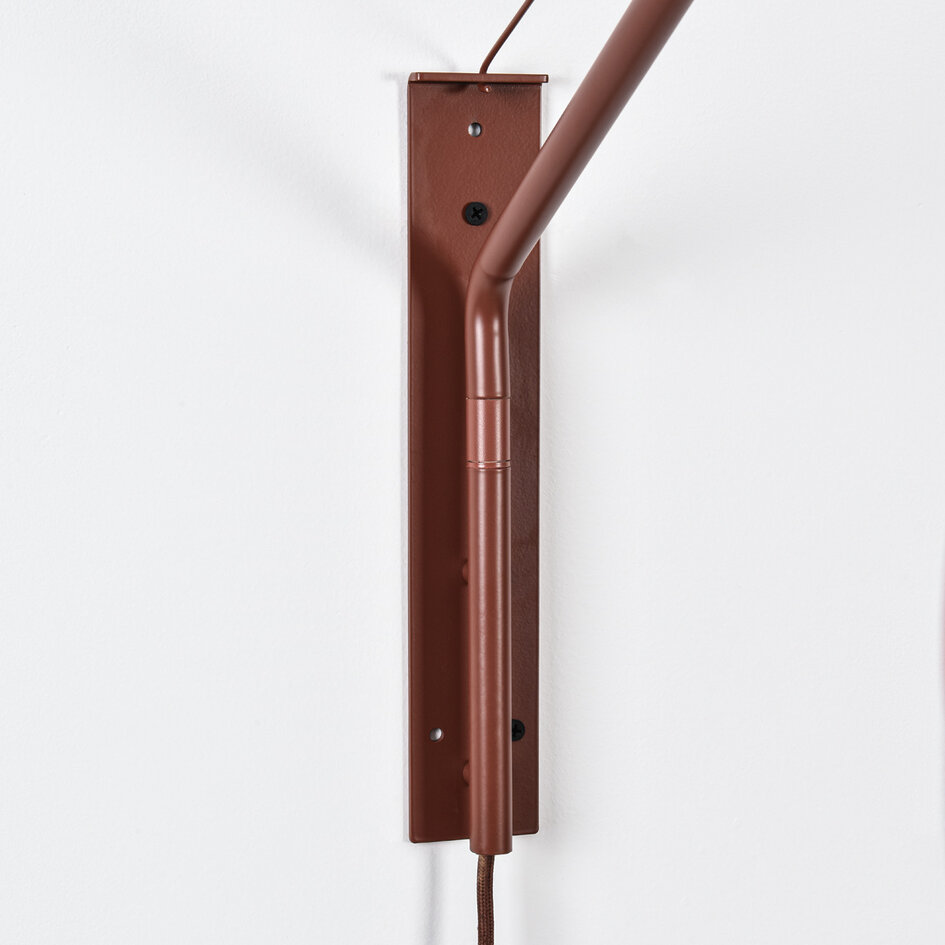 Verstelbare wandlamp Brandel - ronde terra roze stoffen kap