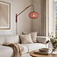 Verstelbare wandlamp Flera met ronde terra roze stoffen kap