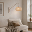 Verstelbare wandlamp Brandel - ronde lichtbeige stoffen kap