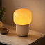 Tafellamp Ledine met amber glas en geribbelde voet - taupe