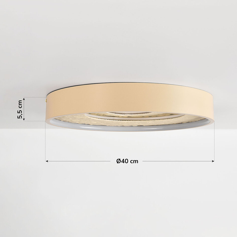 3-staps dimbare plafondlamp Cercul met geïntegreerde LED en steeneffect - beige