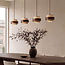 4-lichts hanglamp Travé van travertin (natuursteen) en hout