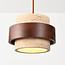 4-lichts hanglamp Travé van travertin (natuursteen) en hout