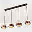 4-lichts hanglamp Travé van travertin (natuursteen) en hout
