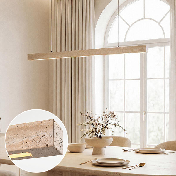 Hanglamp Romee met geïntegreerde LED en travertin (natuursteen)