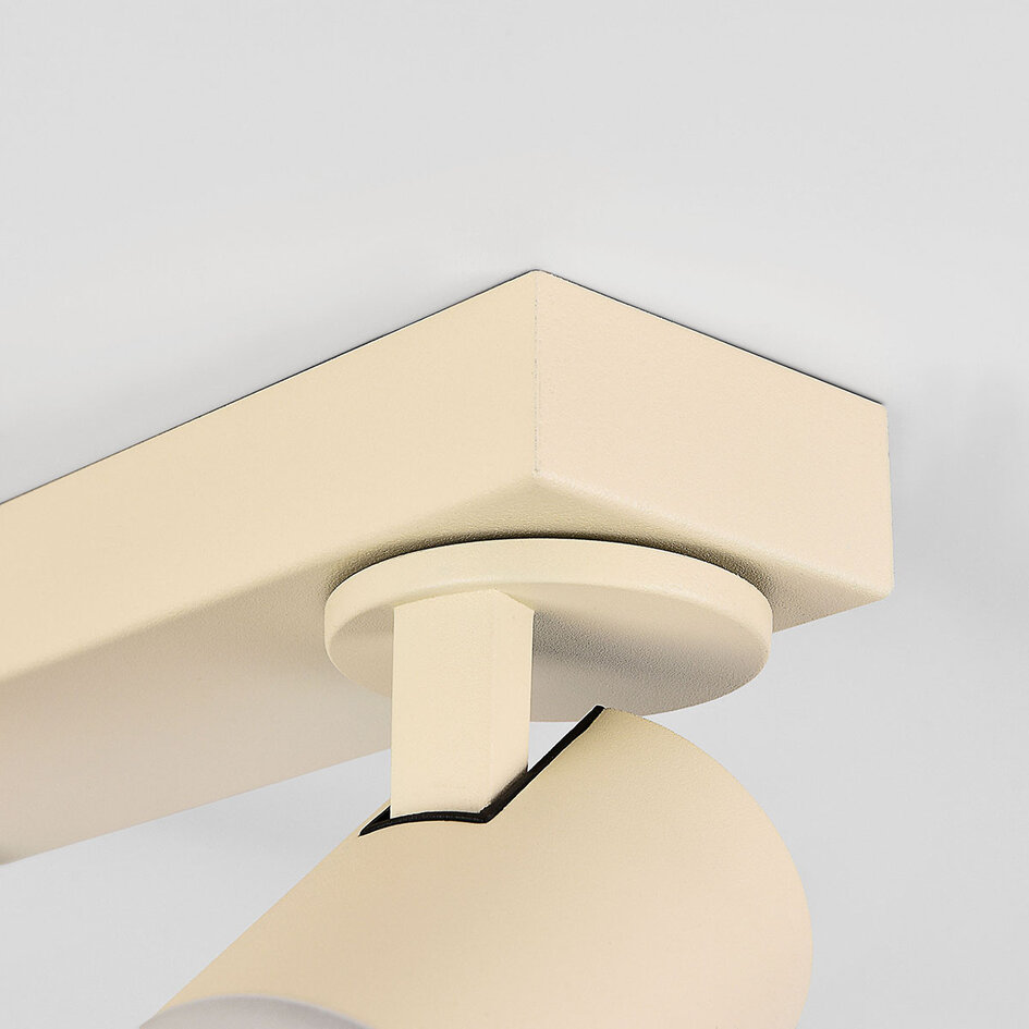 Plafondspot Dotto met 2 draaibare spots in lichtbeige