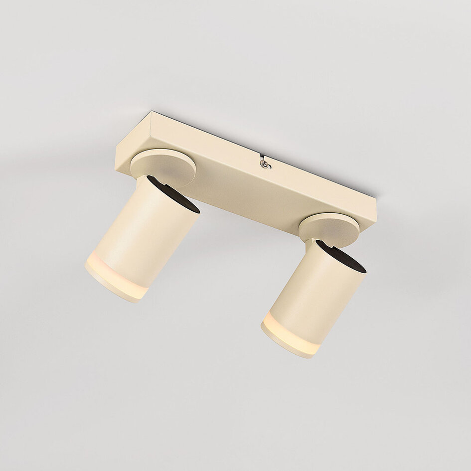 Plafondspot Dotto met 2 draaibare spots in lichtbeige