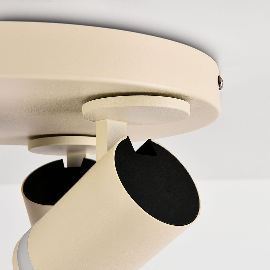3-lichts plafondspot Focalo met draaibare spots in lichtbeige