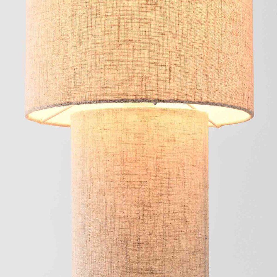 Vloerlamp Misja met linnen kap en voet - gebroken wit