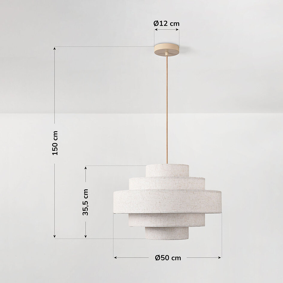 Hanglamp Zavon met gelaagde linnen kappen - gebroken wit
