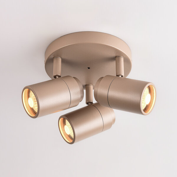 3-lichts plafondspot Nivo met draaibare spots - zandbeige