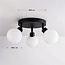 Plafondlamp Zano met 3 draaibare lichtpunten - zwart met melkwit glas
