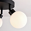 Plafondlamp Zano met 3 draaibare lichtpunten - zwart met melkwit glas
