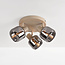 3-lichts draaibare plafondlamp zandbeige met smoke glas en spiegeleffect - Klarina