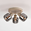 3-lichts draaibare plafondlamp zandbeige met smoke glas en spiegeleffect - Klarina