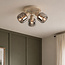 3-lichts draaibare plafondlamp zandbeige met smoke glas en spiegeleffect - Klarina