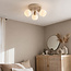 Plafondlamp Natasja met 3 draaibare geribbelde melkwitte glazen bollen - zandbeige