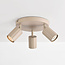 3-lichts draaibare plafondlamp Bruna met geribbelde spots - beige