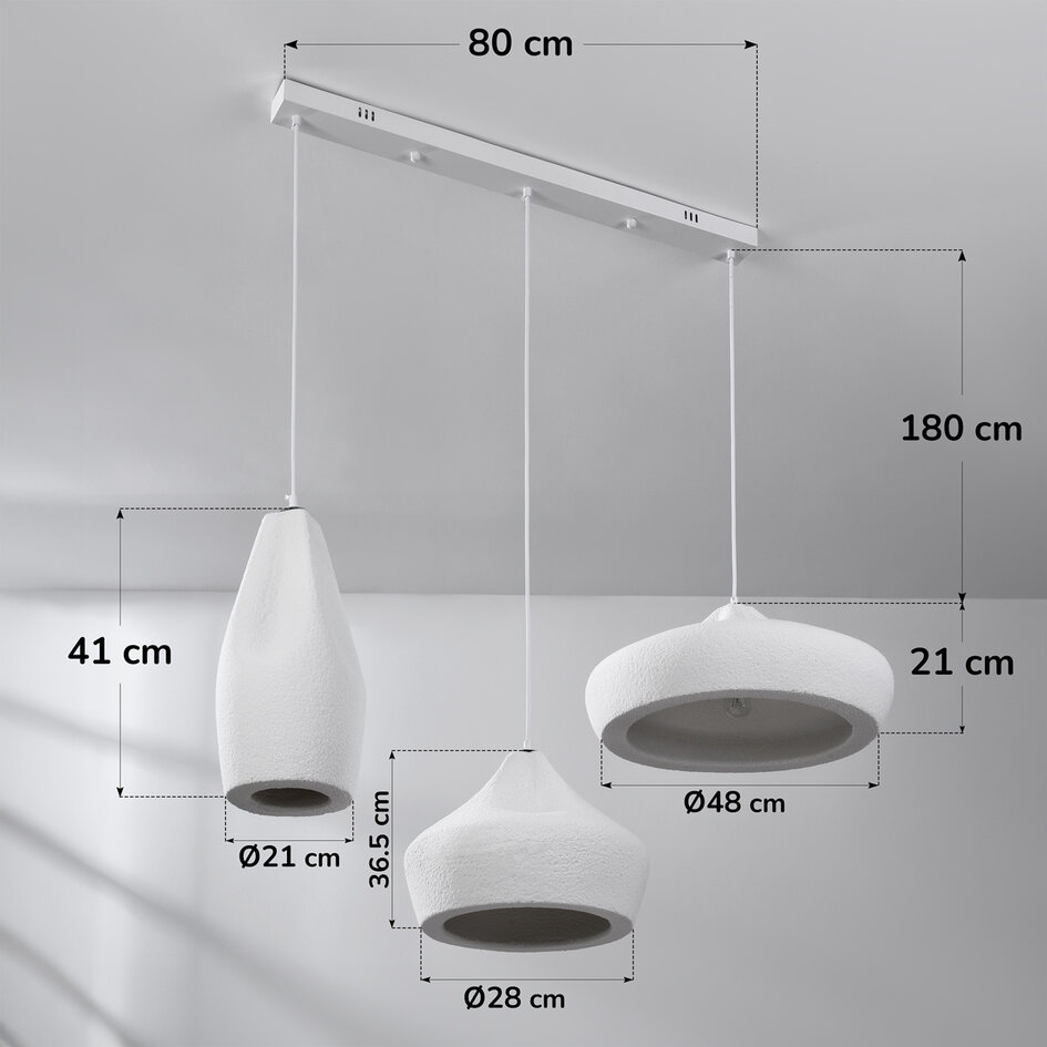 Moderne hanglamp wit in Wabi Sabi stijl, 3-lichts - Kaze