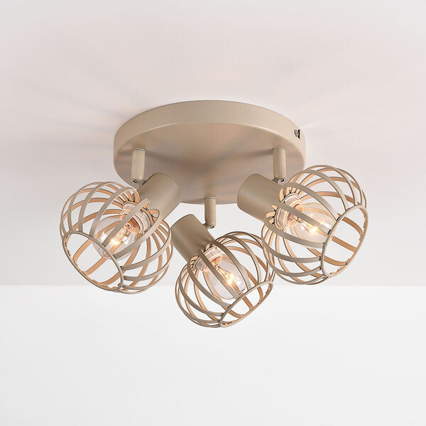 Plafondlamp Kelly met 3 draaibare metalen kappen - zandbeige