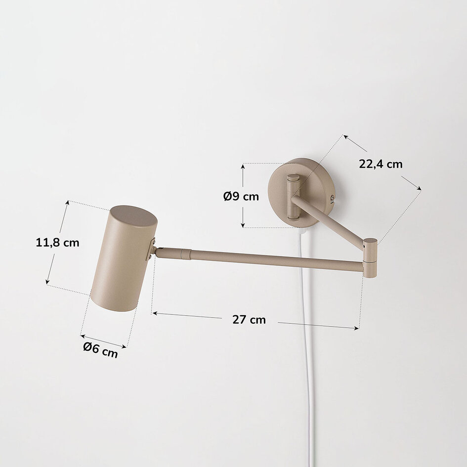 Wandlamp Brino met verstelbare arm - zandbeige