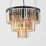 3-lichts hanglamp met amber glazen kristallen - Kristal