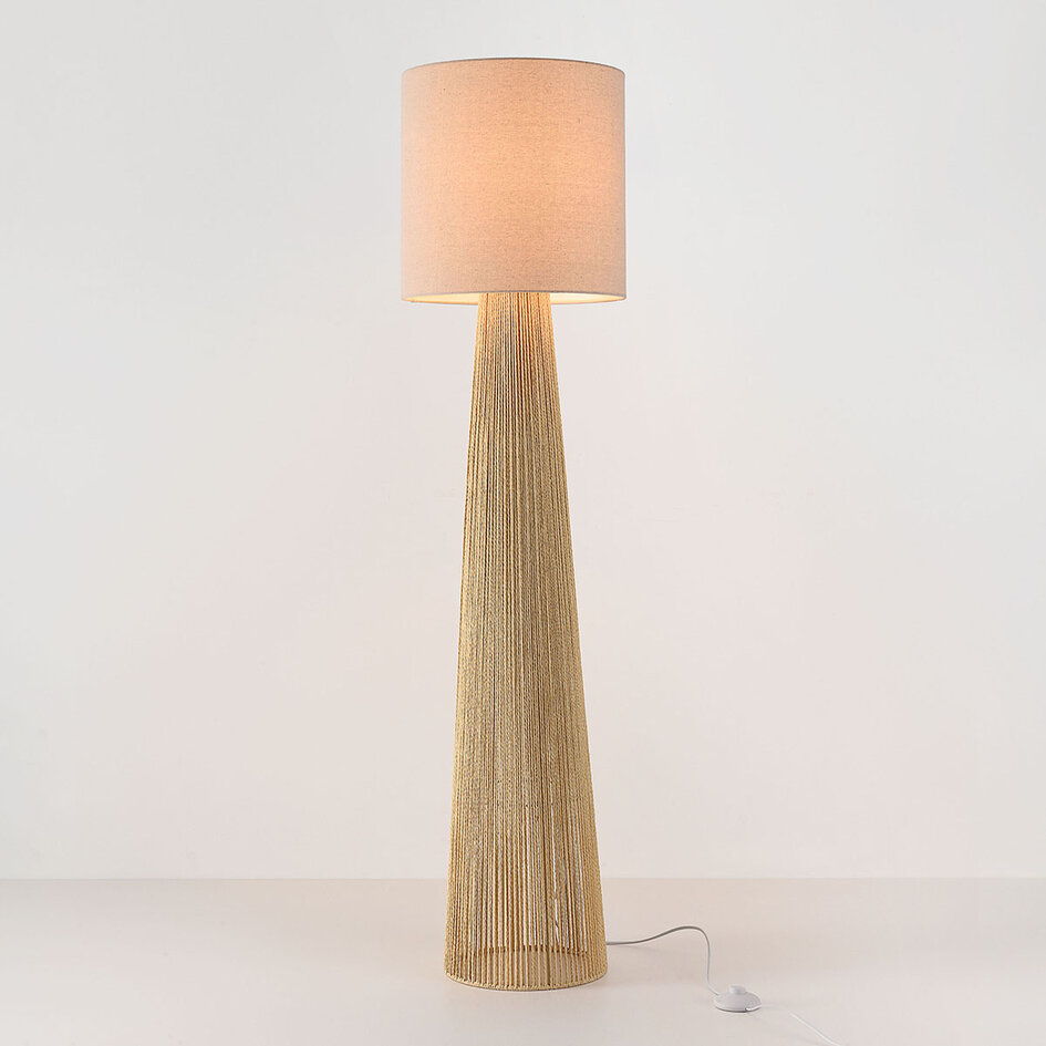 Vloerlamp Papira naturel met linnen kap