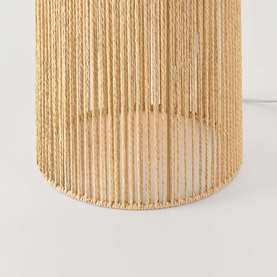 Vloerlamp Papira naturel met linnen kap