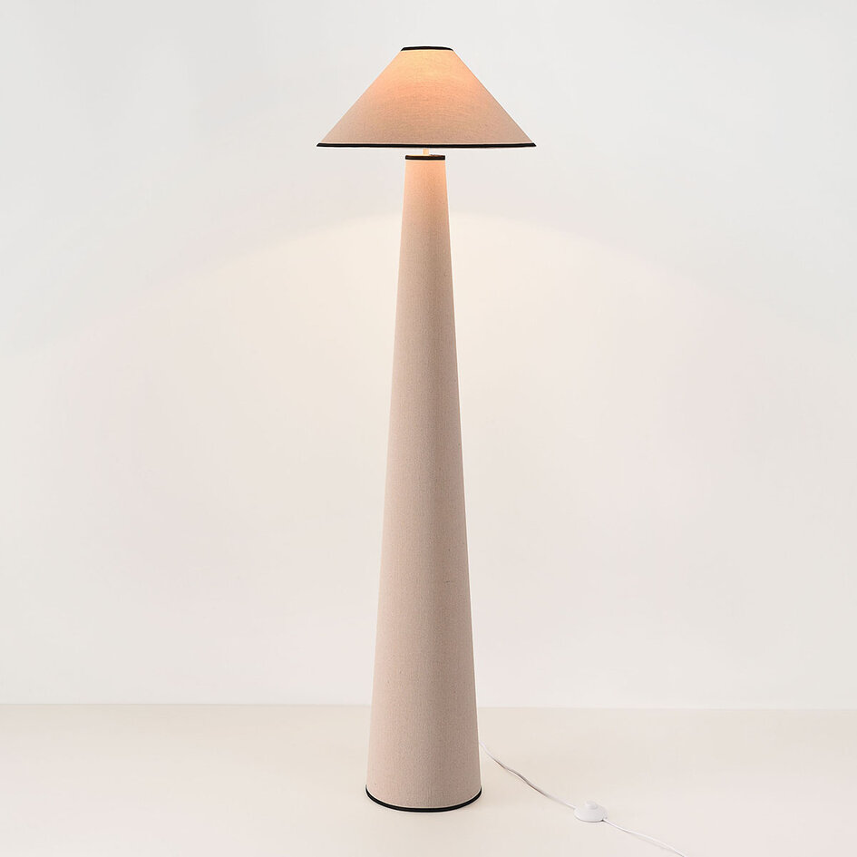 Vloerlamp Violetta van linnen - gebroken wit