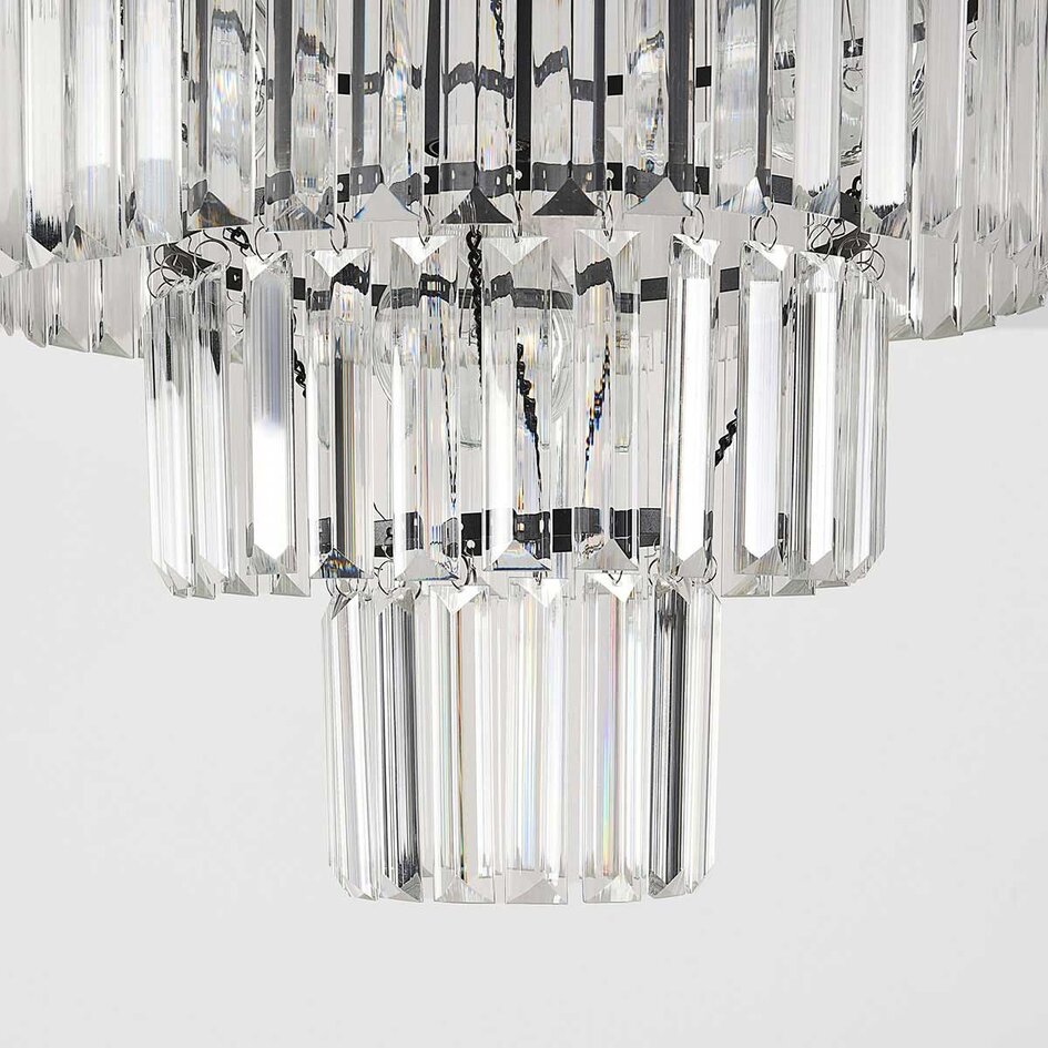 4-lichts plafondlamp Cristel met helder glazen kristallen