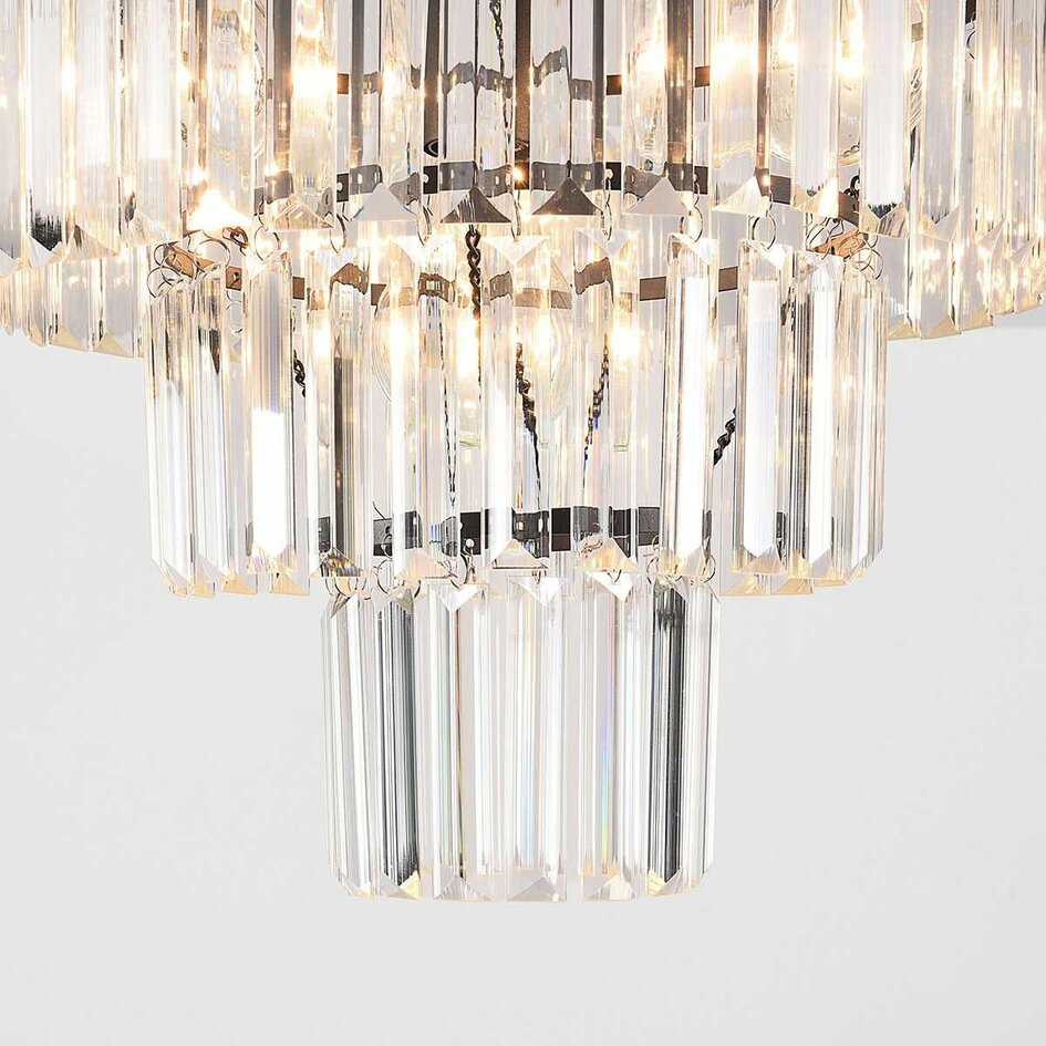 4-lichts plafondlamp Cristel met helder glazen kristallen