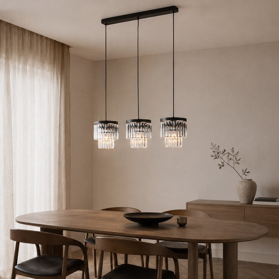 3-lichts hanglamp met glazen kristallen - Kristi