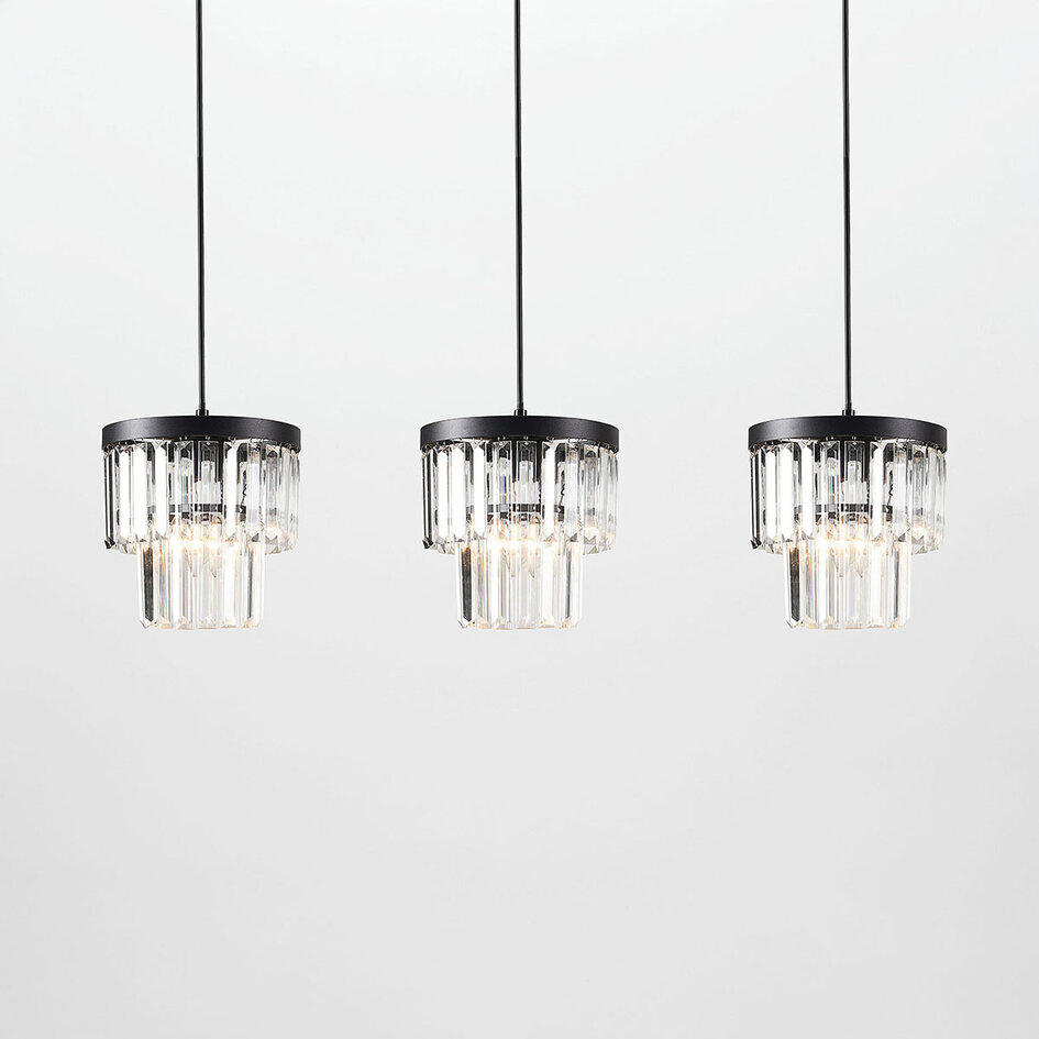 3-lichts hanglamp met glazen kristallen - Kristi