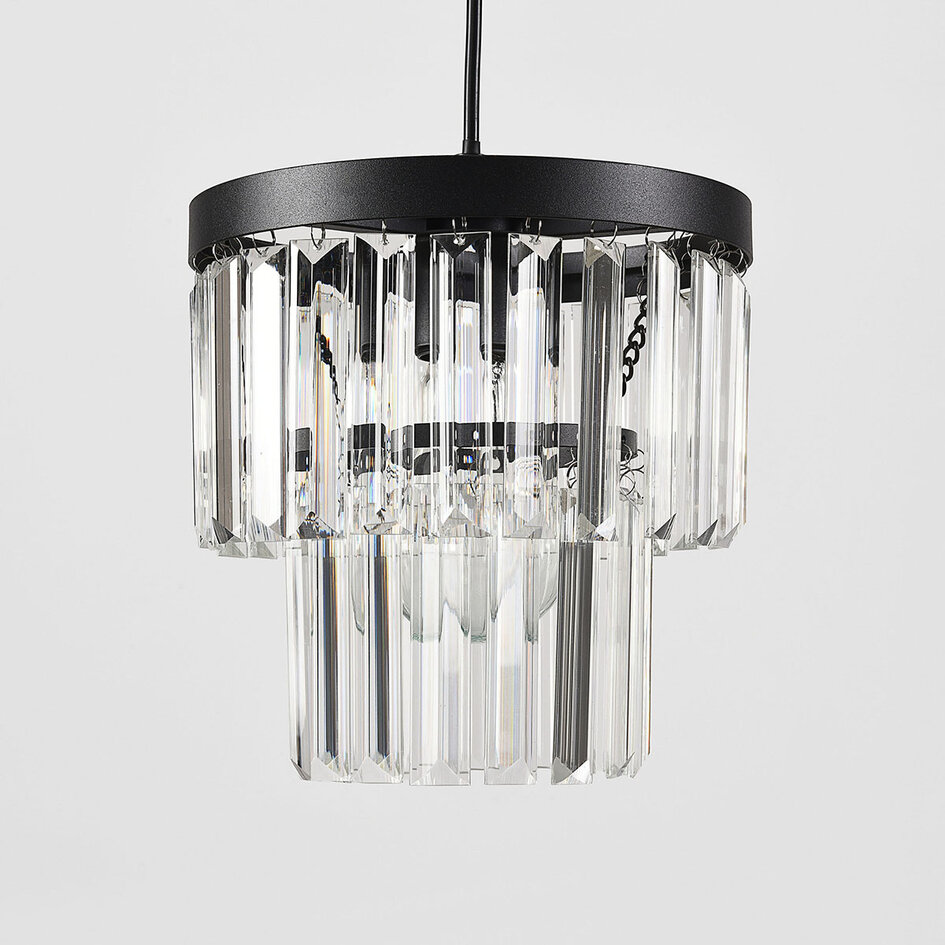 3-lichts hanglamp Kristos met glazen kristallen