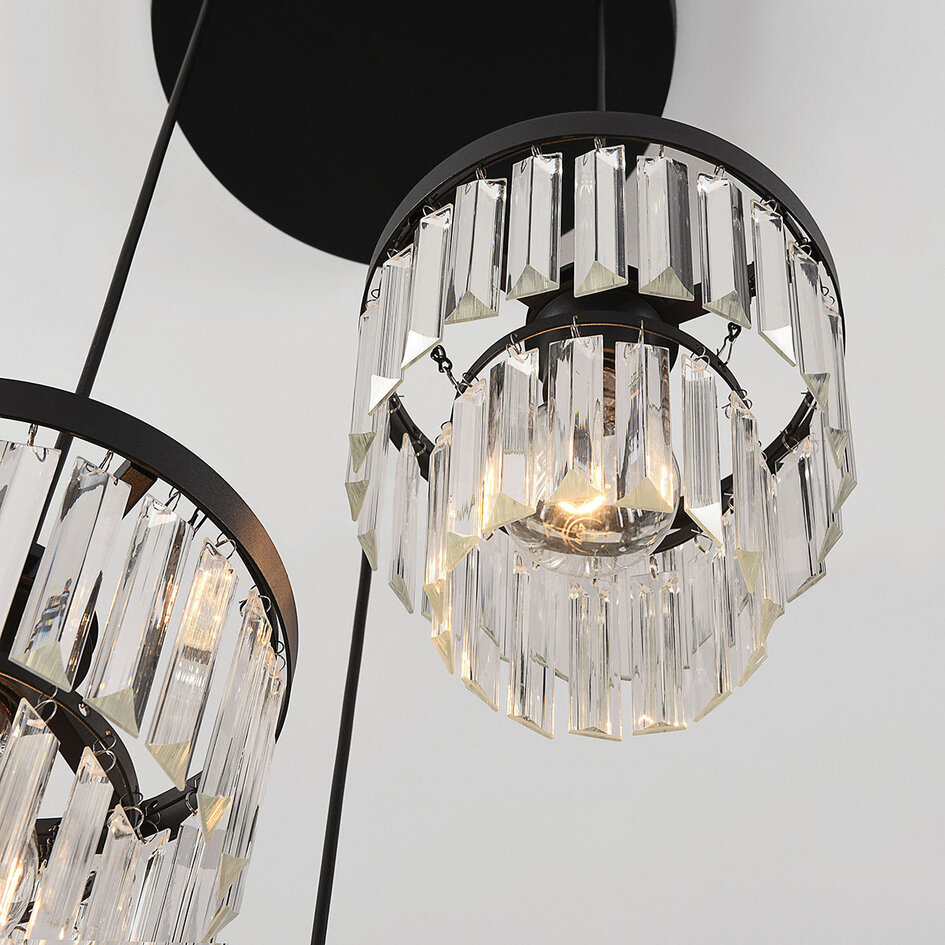 3-lichts hanglamp Kristos met glazen kristallen