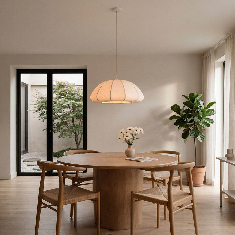 Hanglamp Lotta met stoffen kap - gebroken wit
