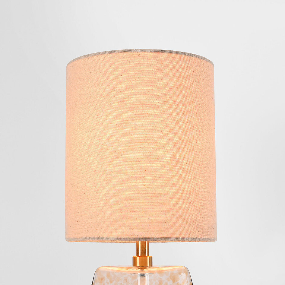 Tafellamp Irsa met linnen kap en amber glas