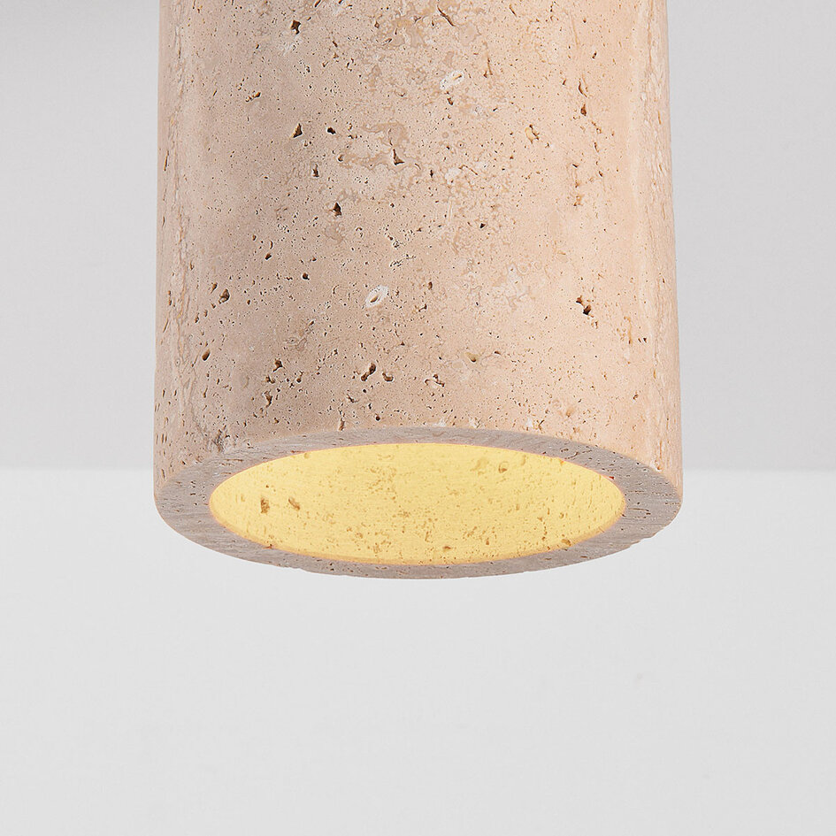 Plafondlamp Amara - travertin (natuursteen) en hout