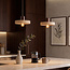 Japandi  hanglamp Florinda met travertin (natuursteen) en hout, 2-lichts