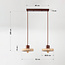 Japandi  hanglamp Florinda met travertin (natuursteen) en hout, 2-lichts