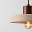 Japandi  hanglamp Flory met travertin (natuursteen) en hout