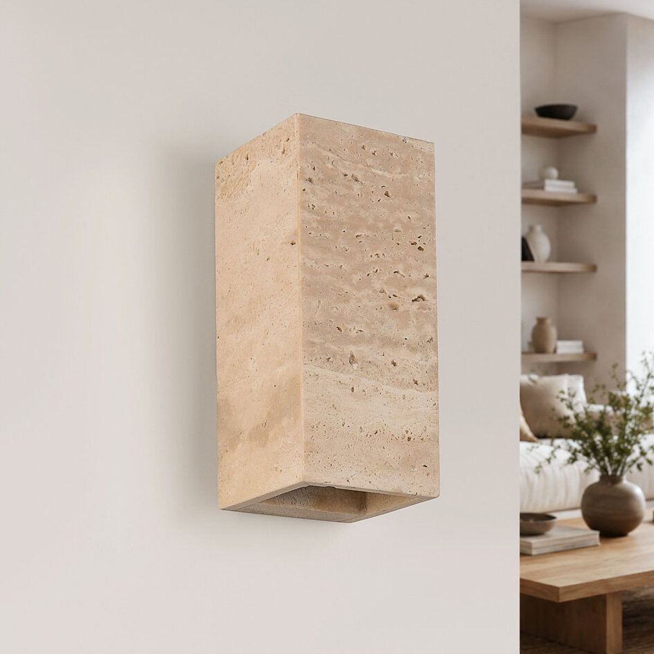 Wandlamp Brian van travertin (natuursteen) - up & down