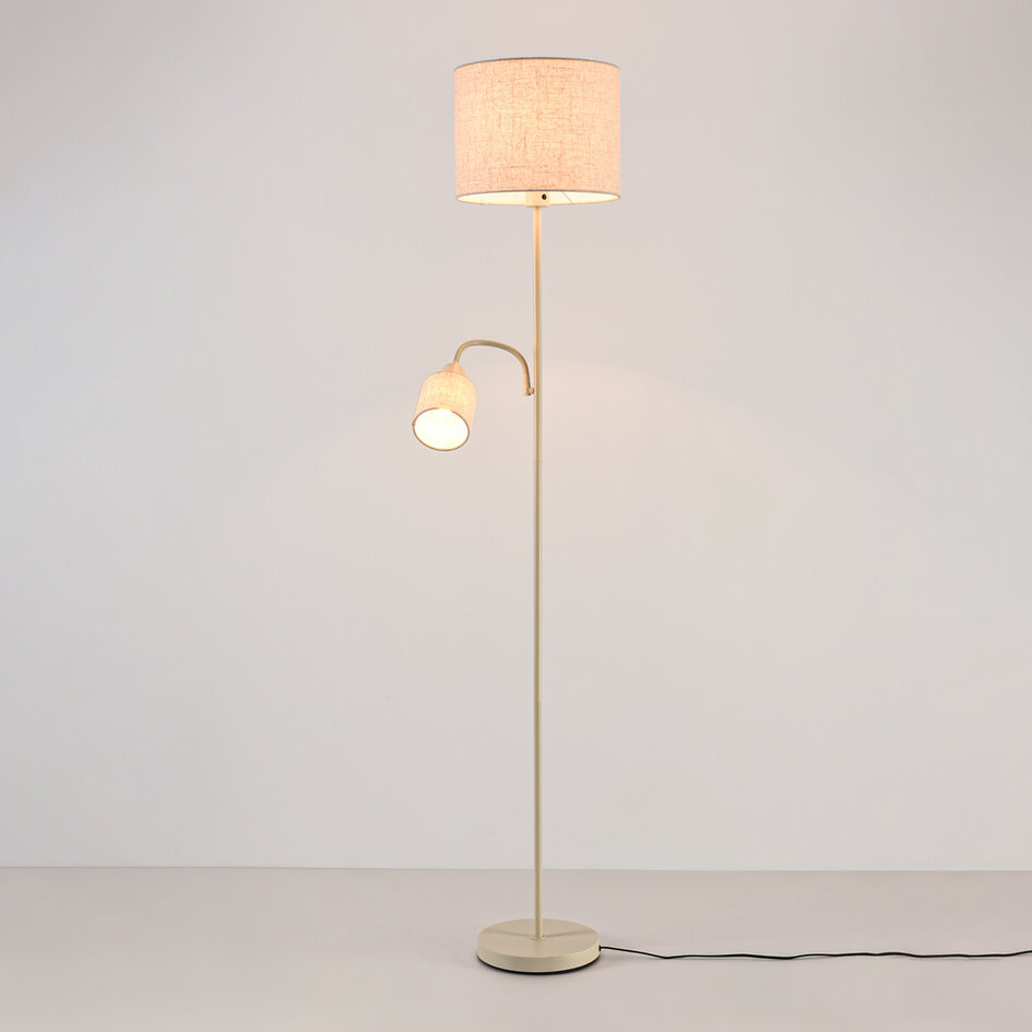 Vloerlamp Savanna met verstelbare leeslamp - beige