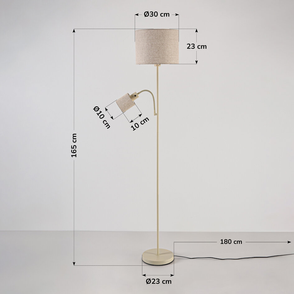Vloerlamp Savanna met verstelbare leeslamp - beige