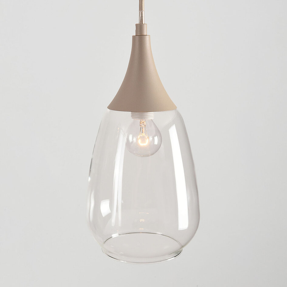 6-lichts hanglamp Loic met transparant glas - zandbeige