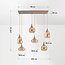 6-lichts hanglamp Loic met amber glas - zandbeige