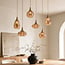 6-lichts hanglamp Loic met amber glas - zandbeige